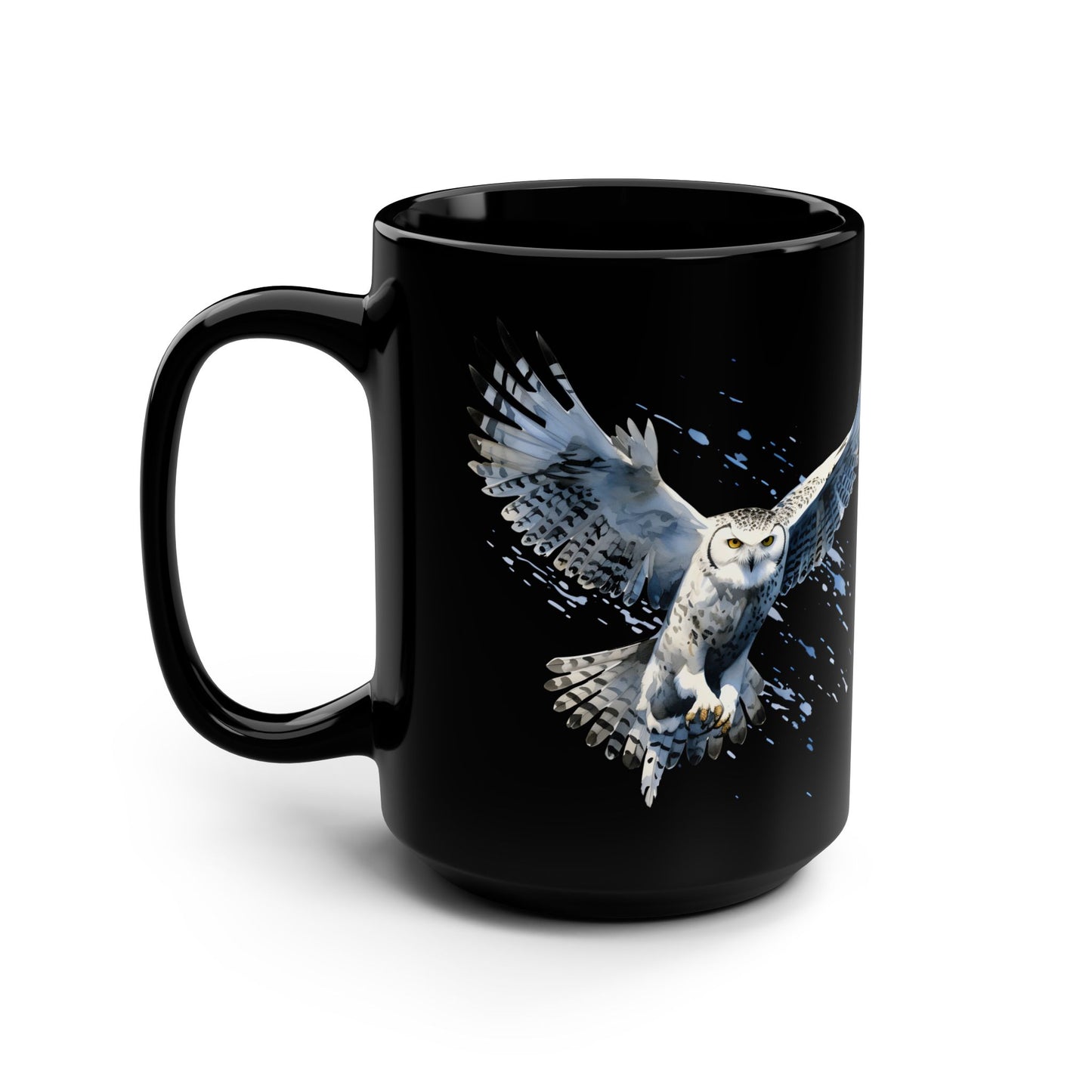 Owl-Inspired Black Mug, 15oz