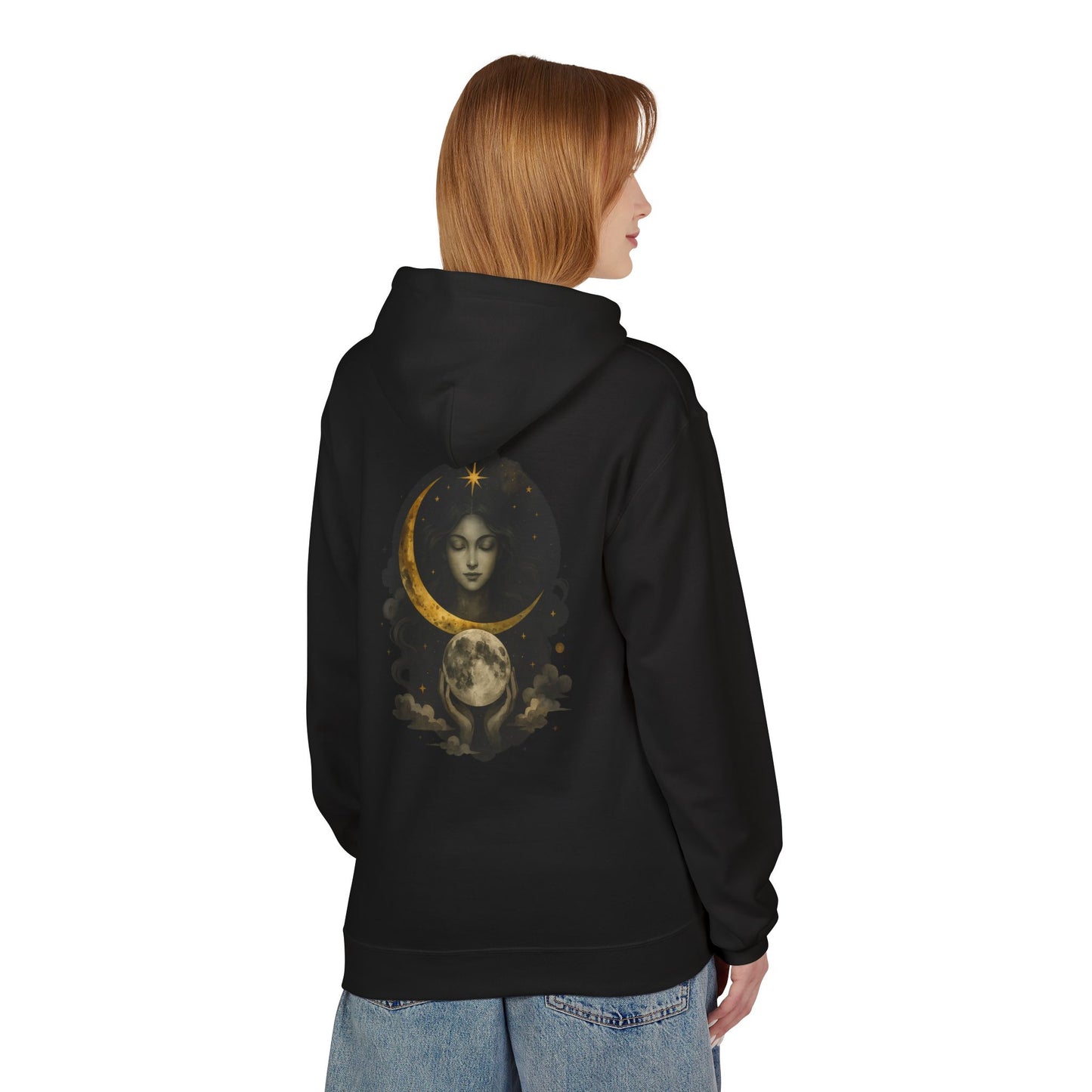 Celestial Moon Goddess Fleece Hoodie Unisex