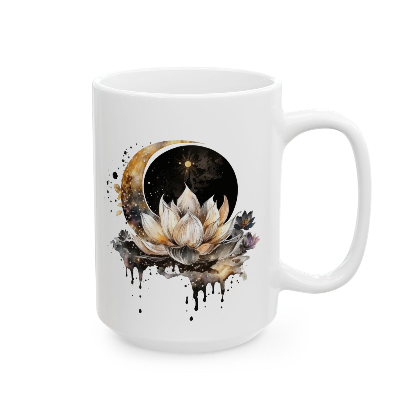 Celestial Moon Lotus Ceramic Mug 15oz.