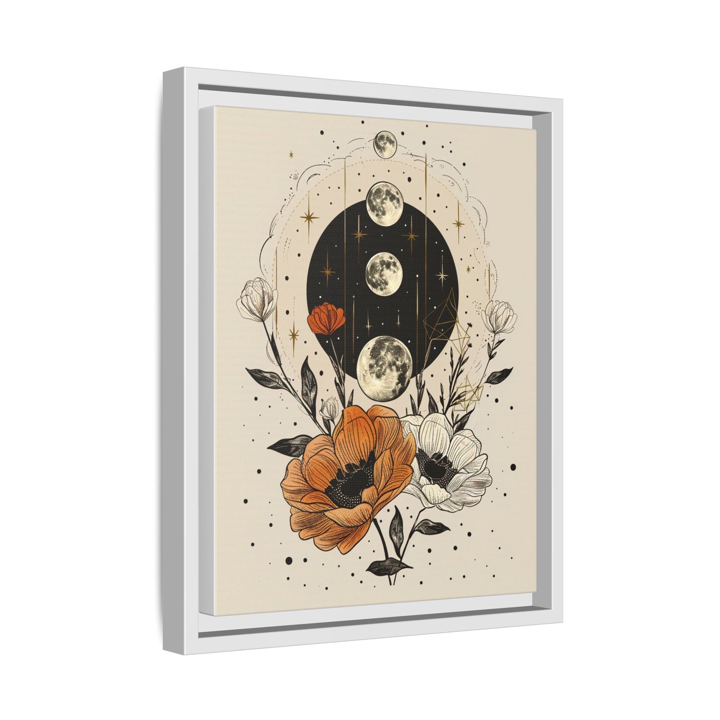Multi-Color Floral Moon Phase Canvas Print 11x14