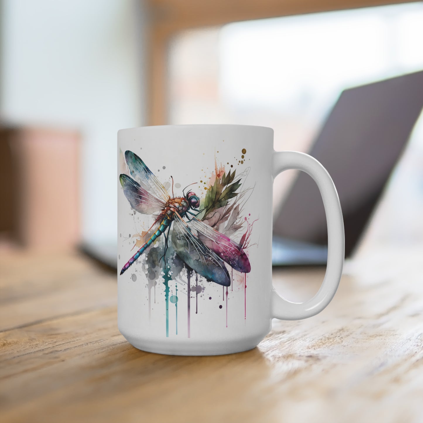 Colorful Dragonfly Floral Mug 15oz