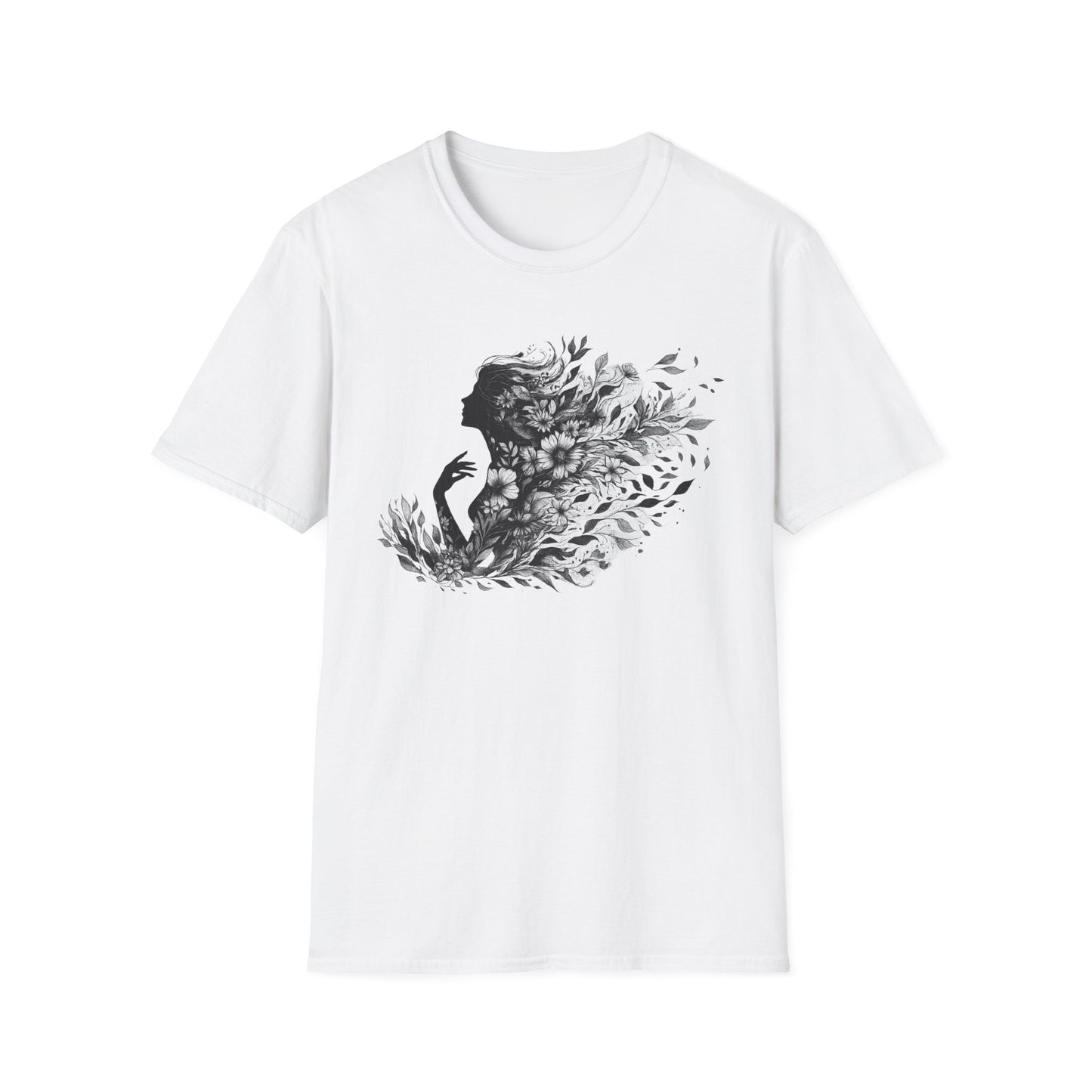 Floral Goddess Silhouette Unisex Softstyle T-Shirt