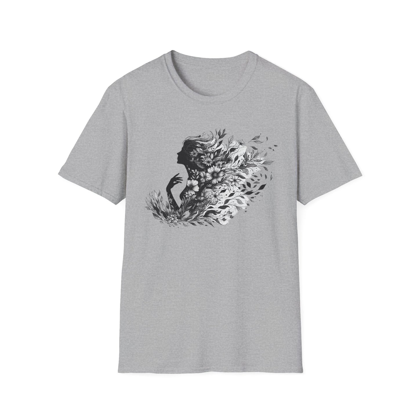 Floral Goddess Silhouette Unisex Softstyle T-Shirt