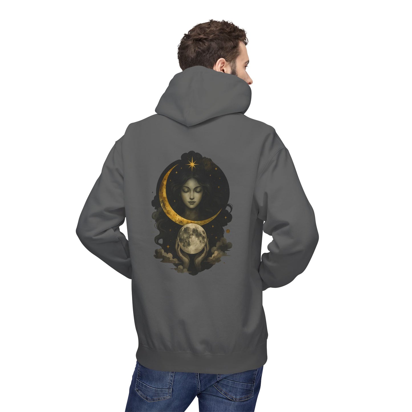 Celestial Moon Goddess Fleece Hoodie Unisex