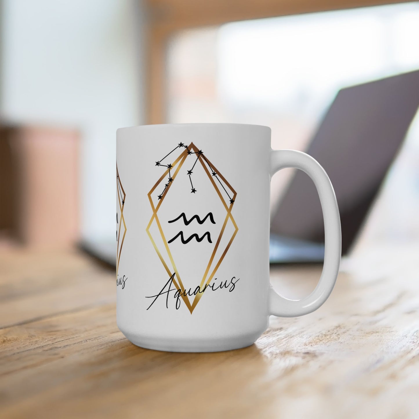 Aquarius Constellation Ceramic Coffee Cup 15oz