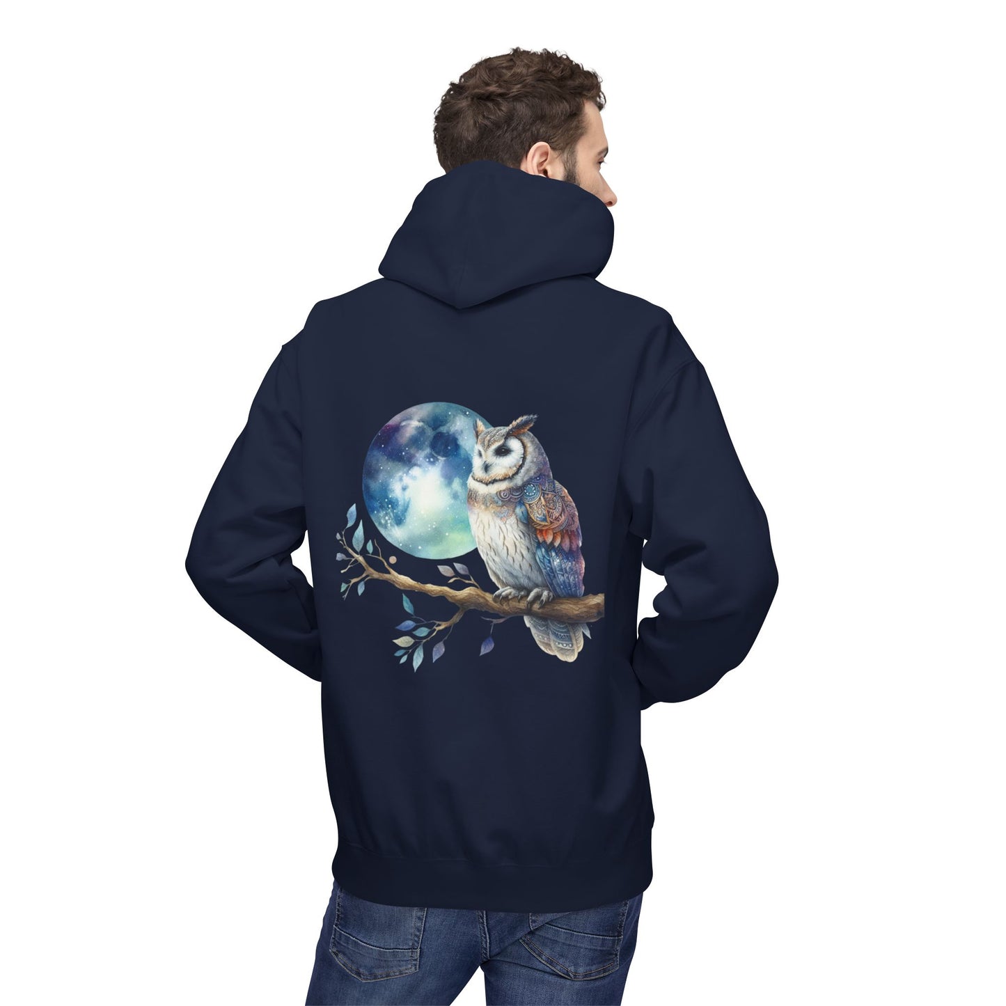 Whimsical Owl Fleece Hoodie -Unisex