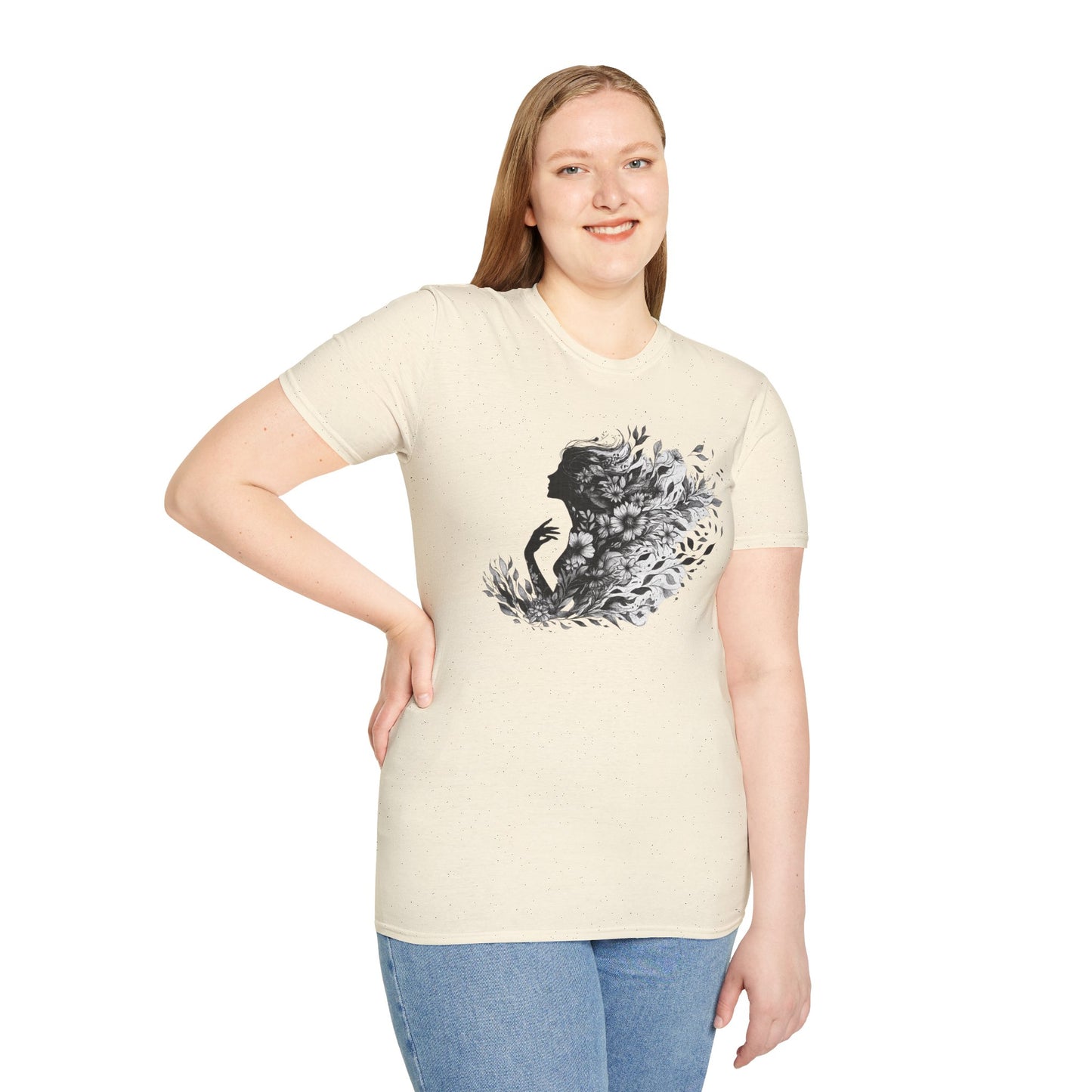 Floral Goddess Silhouette Unisex Softstyle T-Shirt