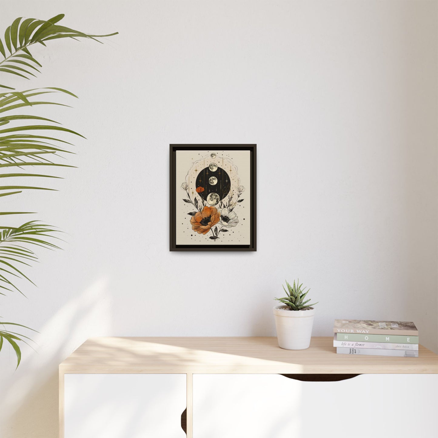 Multi-Color Floral Moon Phase Canvas Print 11x14