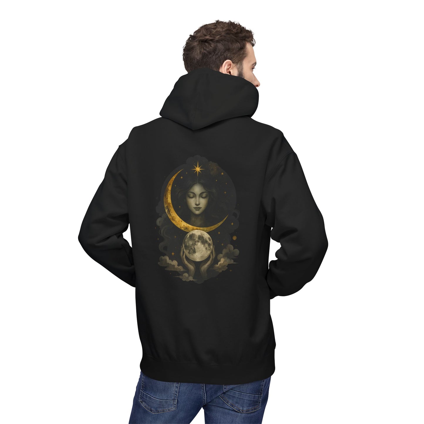 Celestial Moon Goddess Fleece Hoodie Unisex
