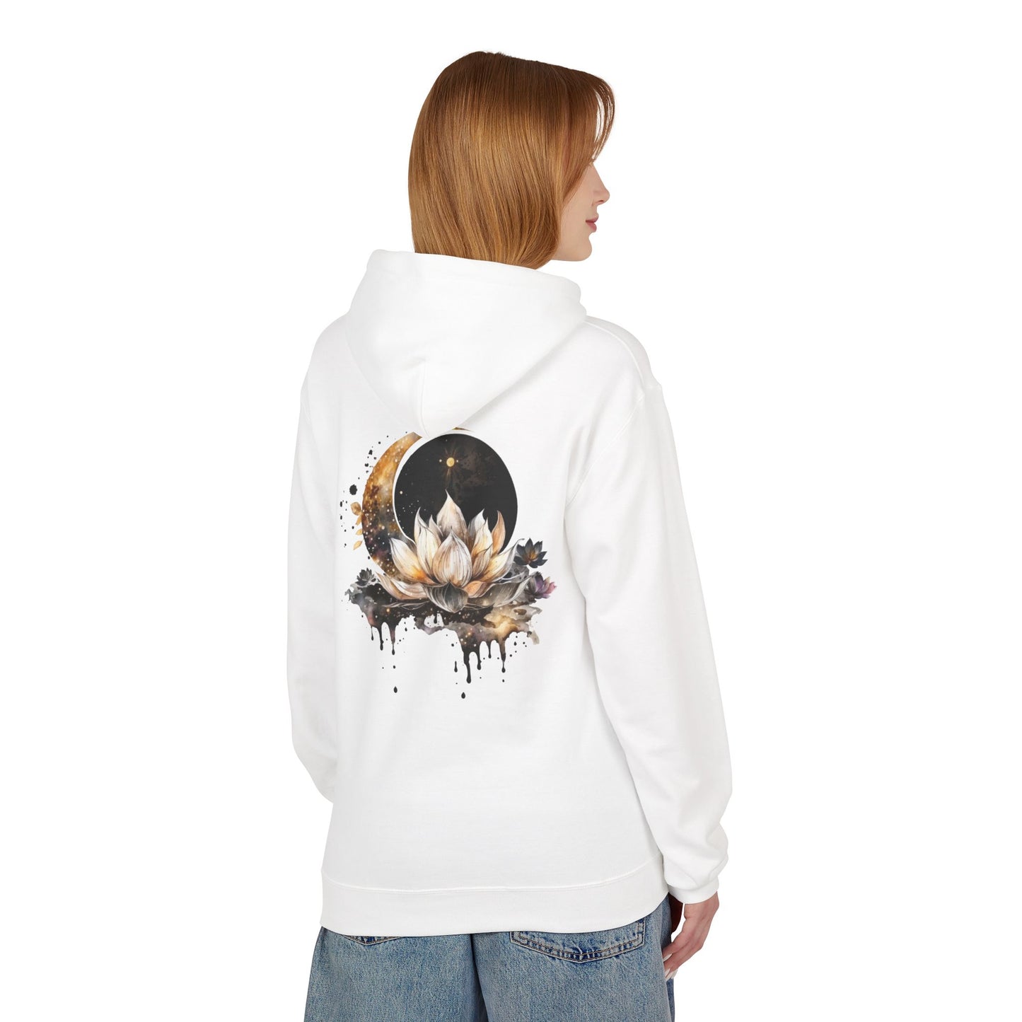 Lotus & Moon Fleece Hoodie – Cozy Unisex Sweatshirt