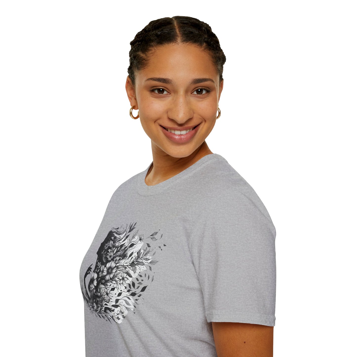 Floral Goddess Silhouette Unisex Softstyle T-Shirt