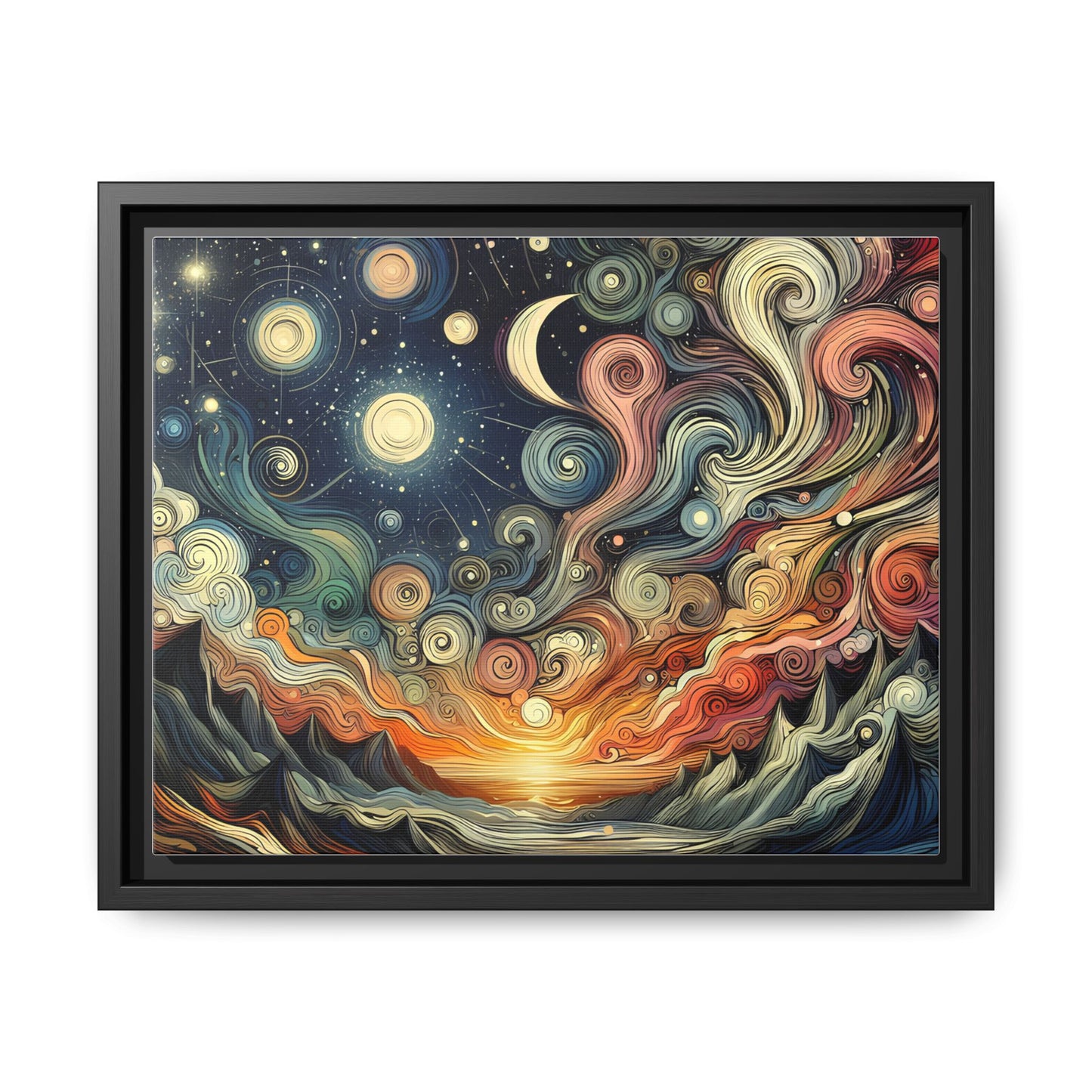 Cosmic Sunset Swirl Canvas Art 12x9 & 14x11