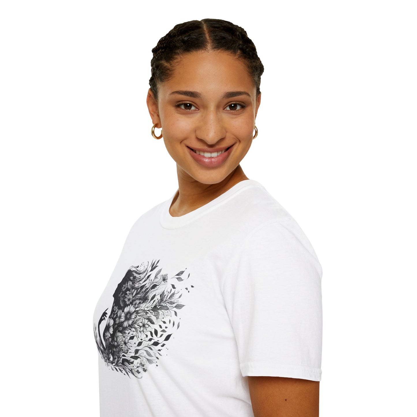 Floral Goddess Silhouette Unisex Softstyle T-Shirt