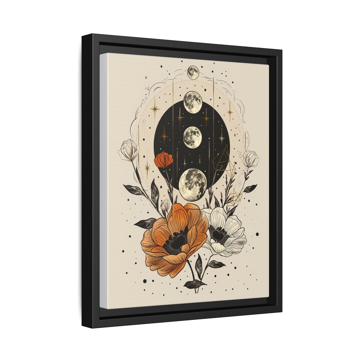 Multi-Color Floral Moon Phase Canvas Print 11x14
