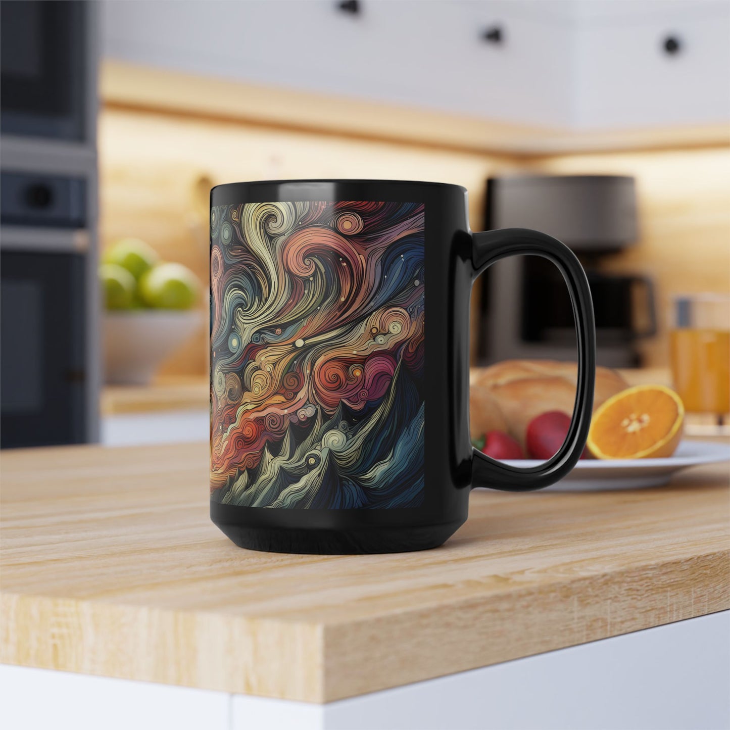 Cosmic Sunset Swirl Mug - 15oz Black Mug