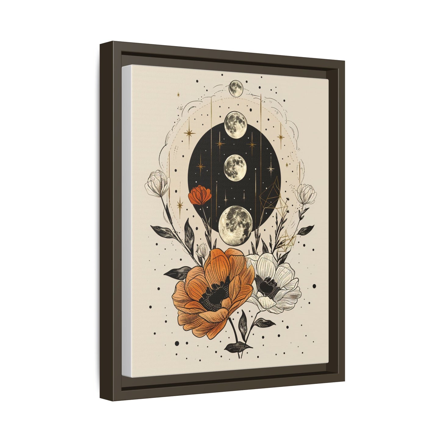 Multi-Color Floral Moon Phase Canvas Print 11x14