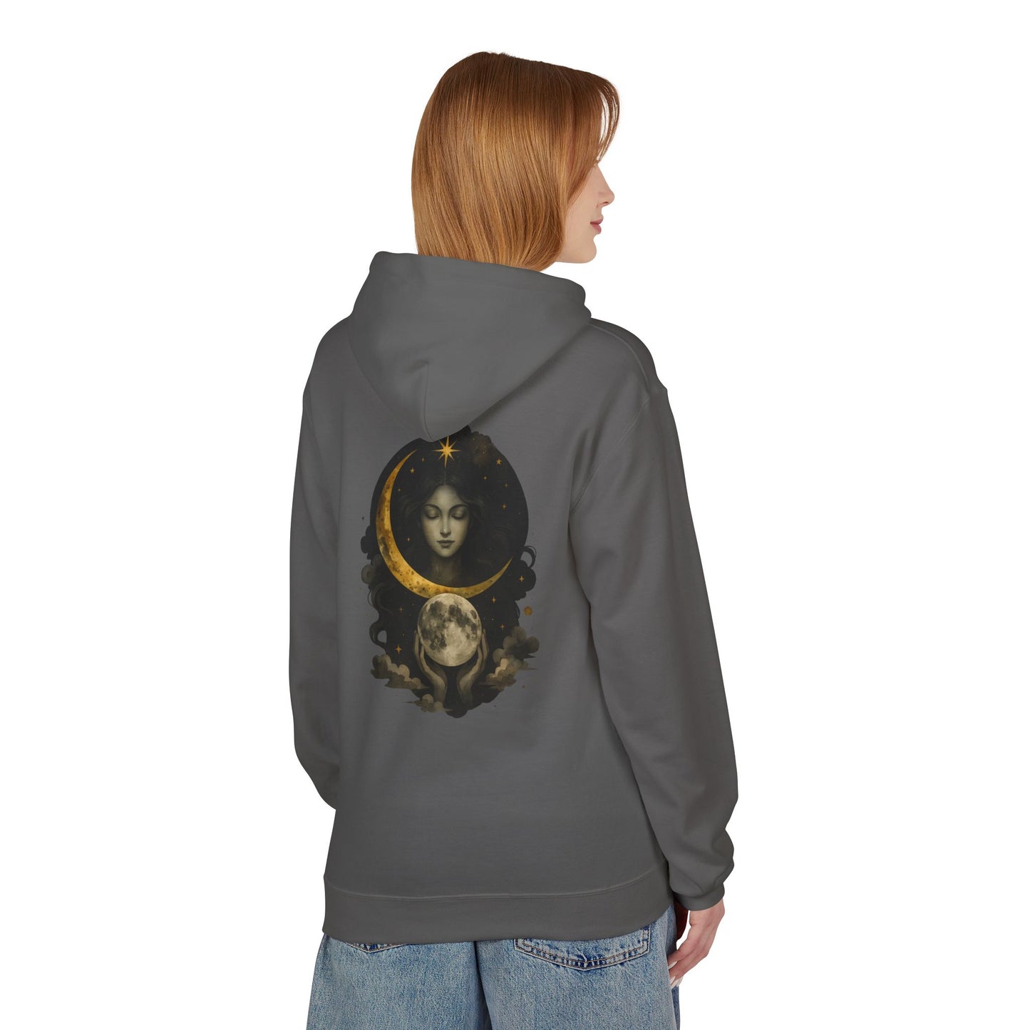 Celestial Moon Goddess Fleece Hoodie Unisex