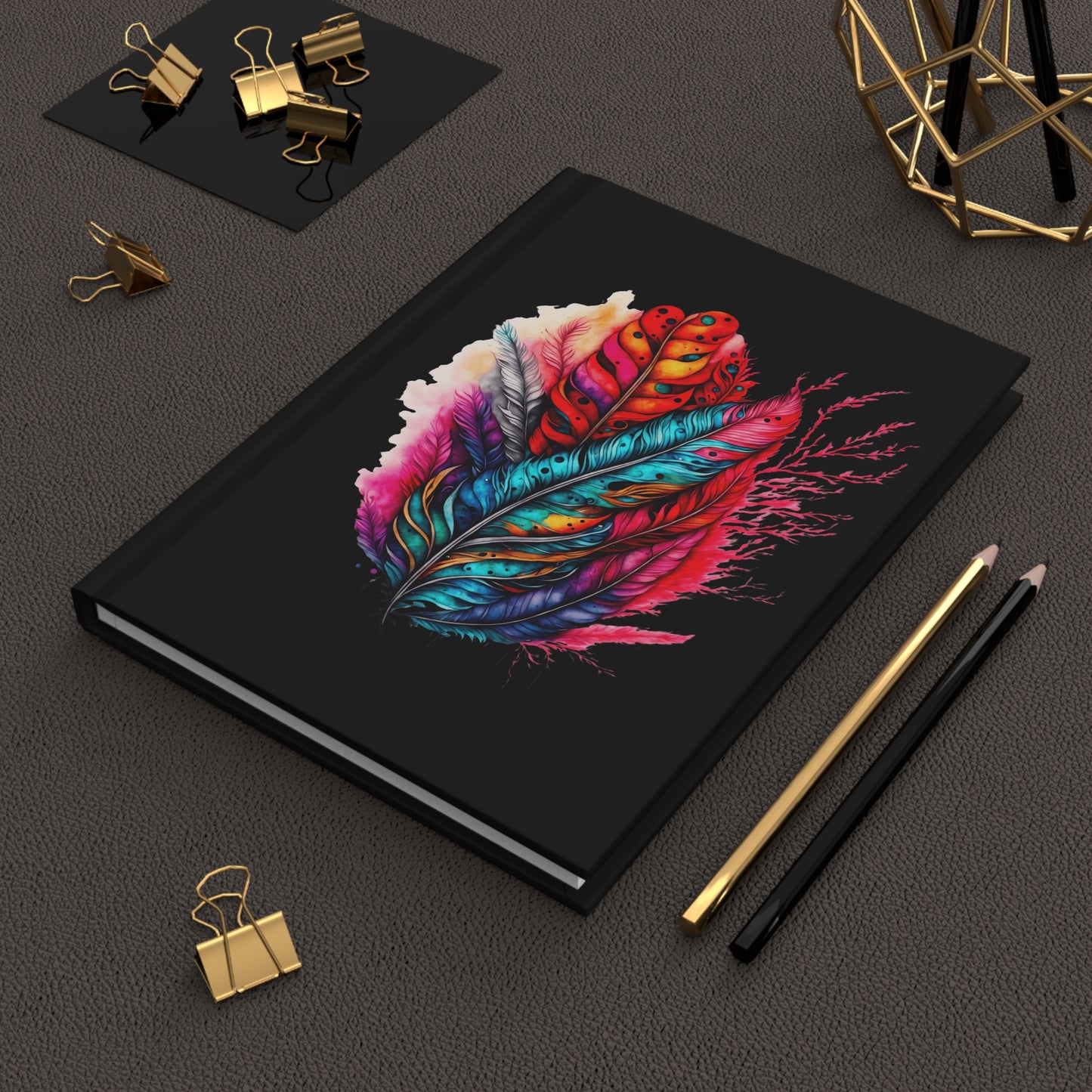 Vibrant Feather Hardcover Journal