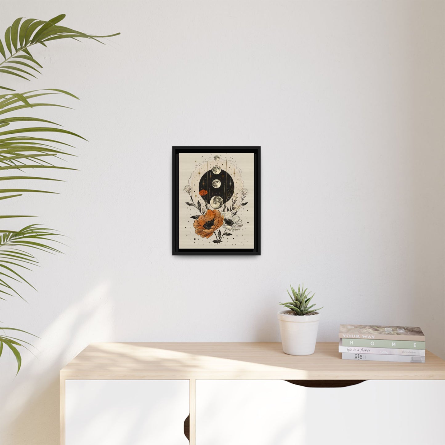 Multi-Color Floral Moon Phase Canvas Print 11x14