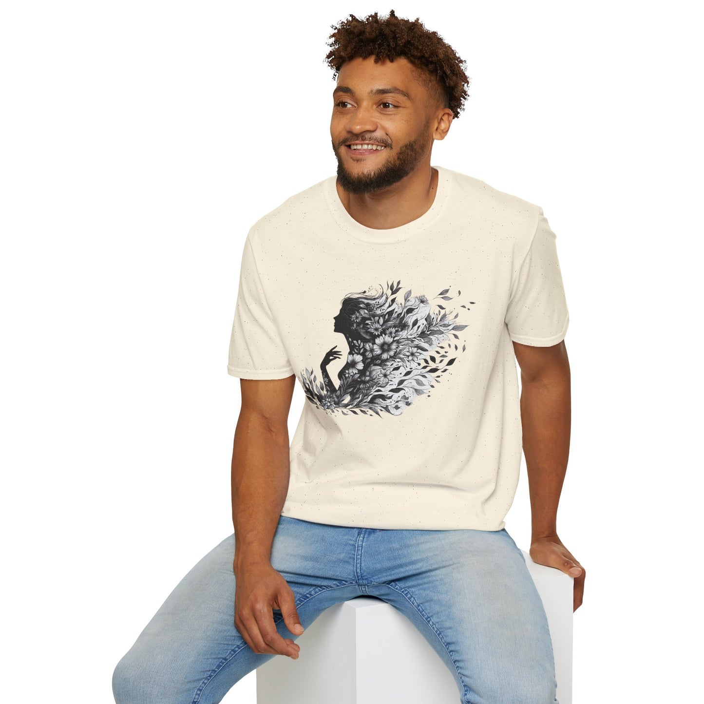 Floral Goddess Silhouette Unisex Softstyle T-Shirt