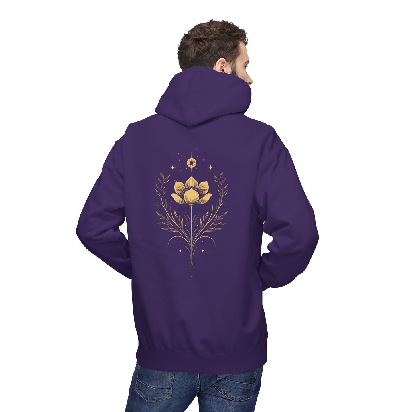 Golden Lotus Fleece Hoodie - Unisex Comfort
