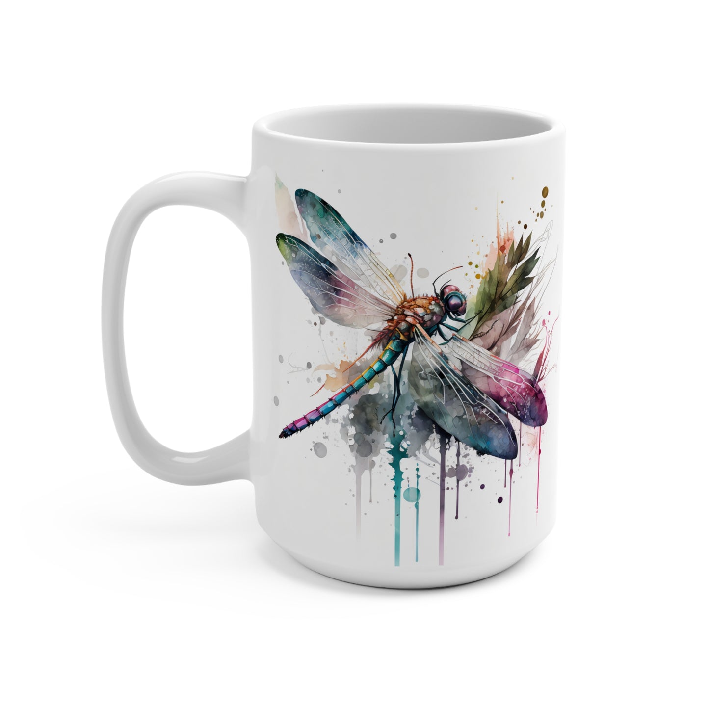 Colorful Dragonfly Floral Mug 15oz