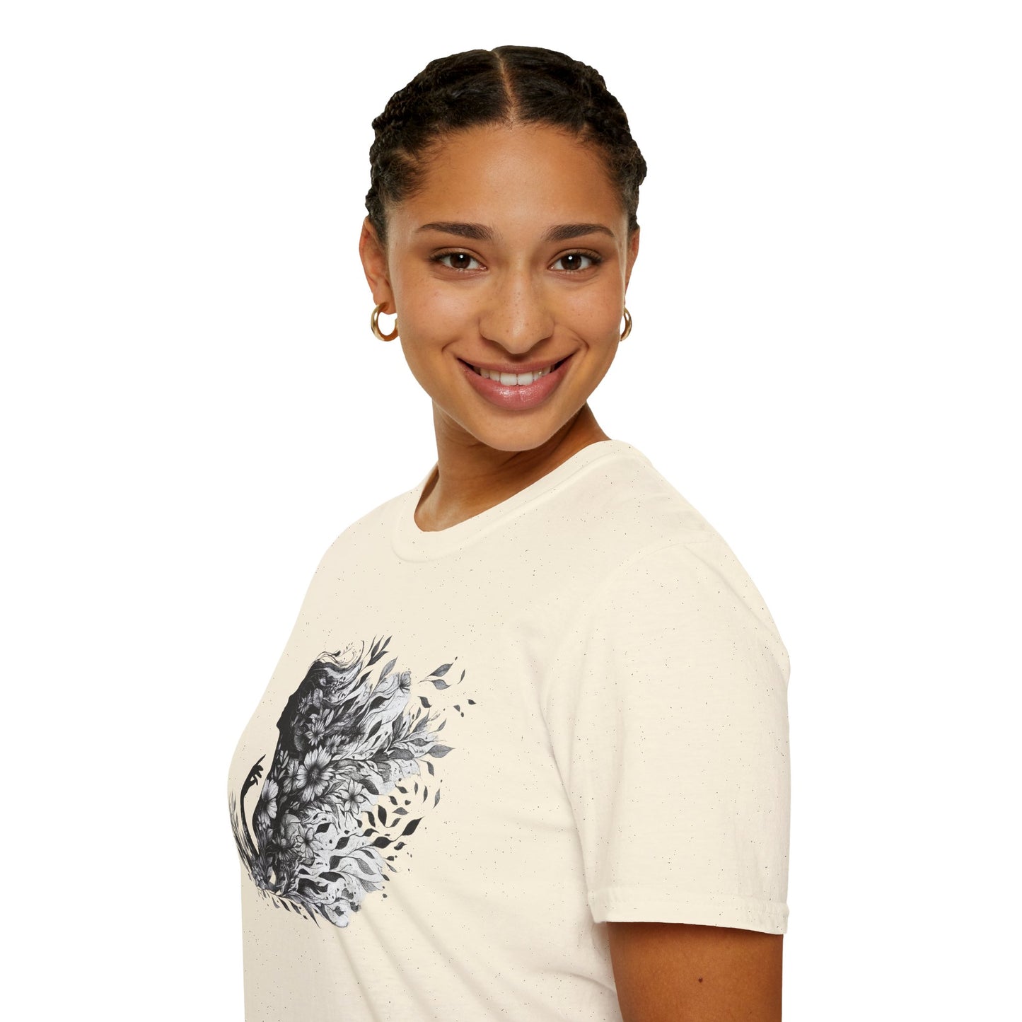 Floral Goddess Silhouette Unisex Softstyle T-Shirt