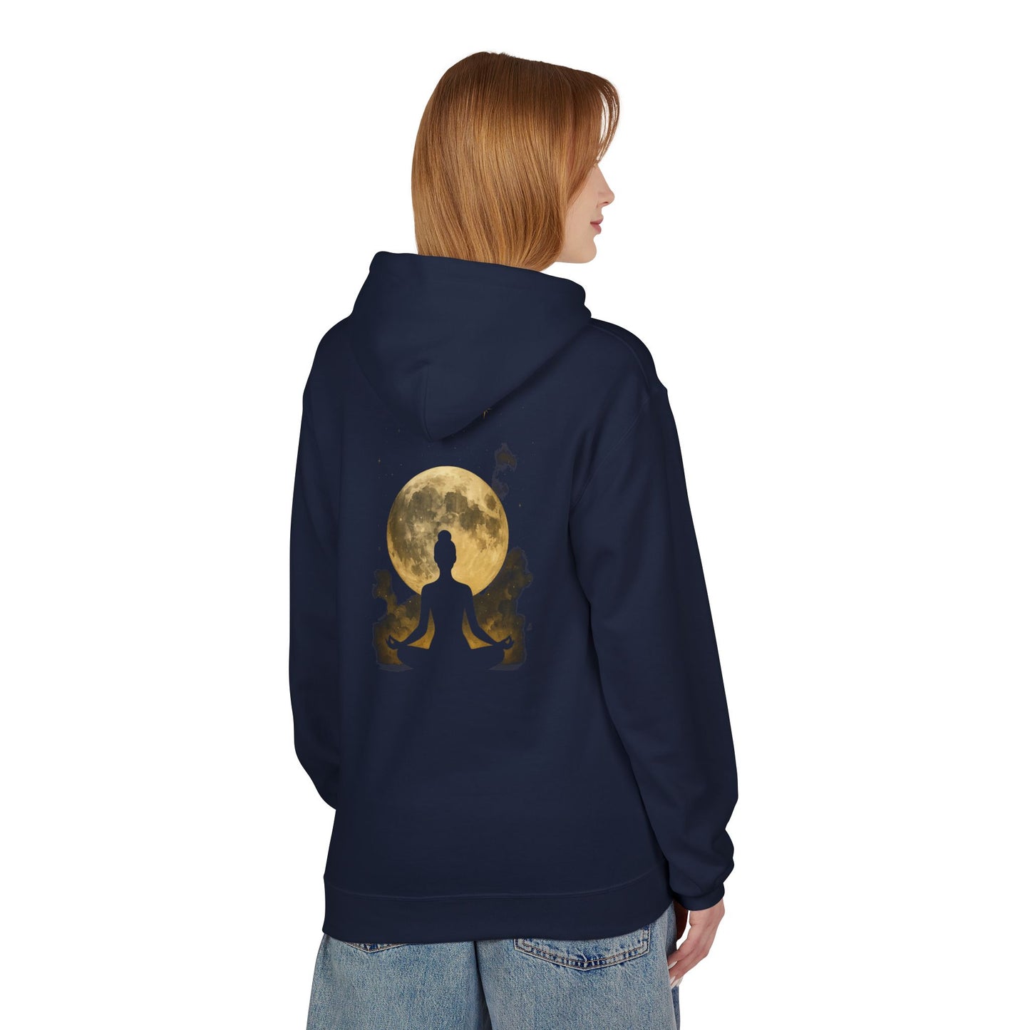 Moonlit Meditation Fleece Hoodie - Cozy Unisex Sweatshirt