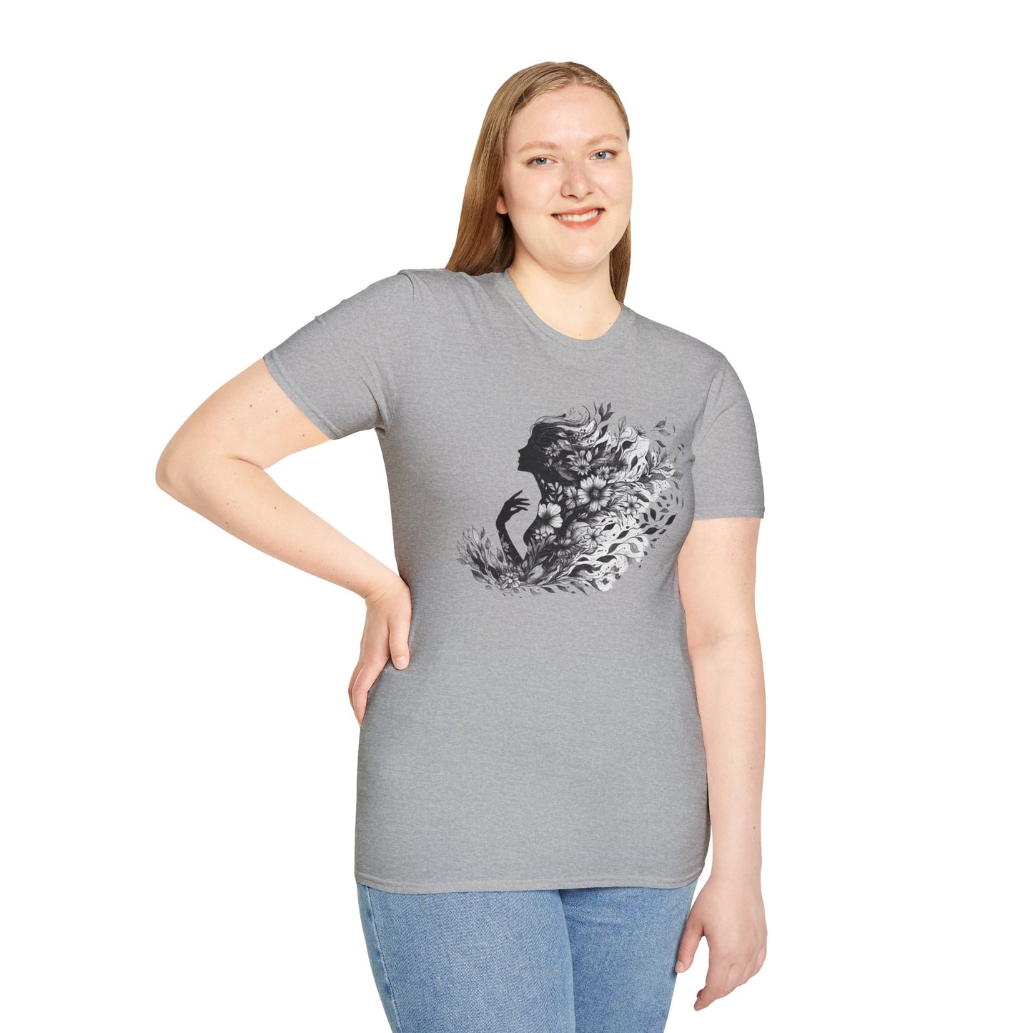 Floral Goddess Silhouette Unisex Softstyle T-Shirt