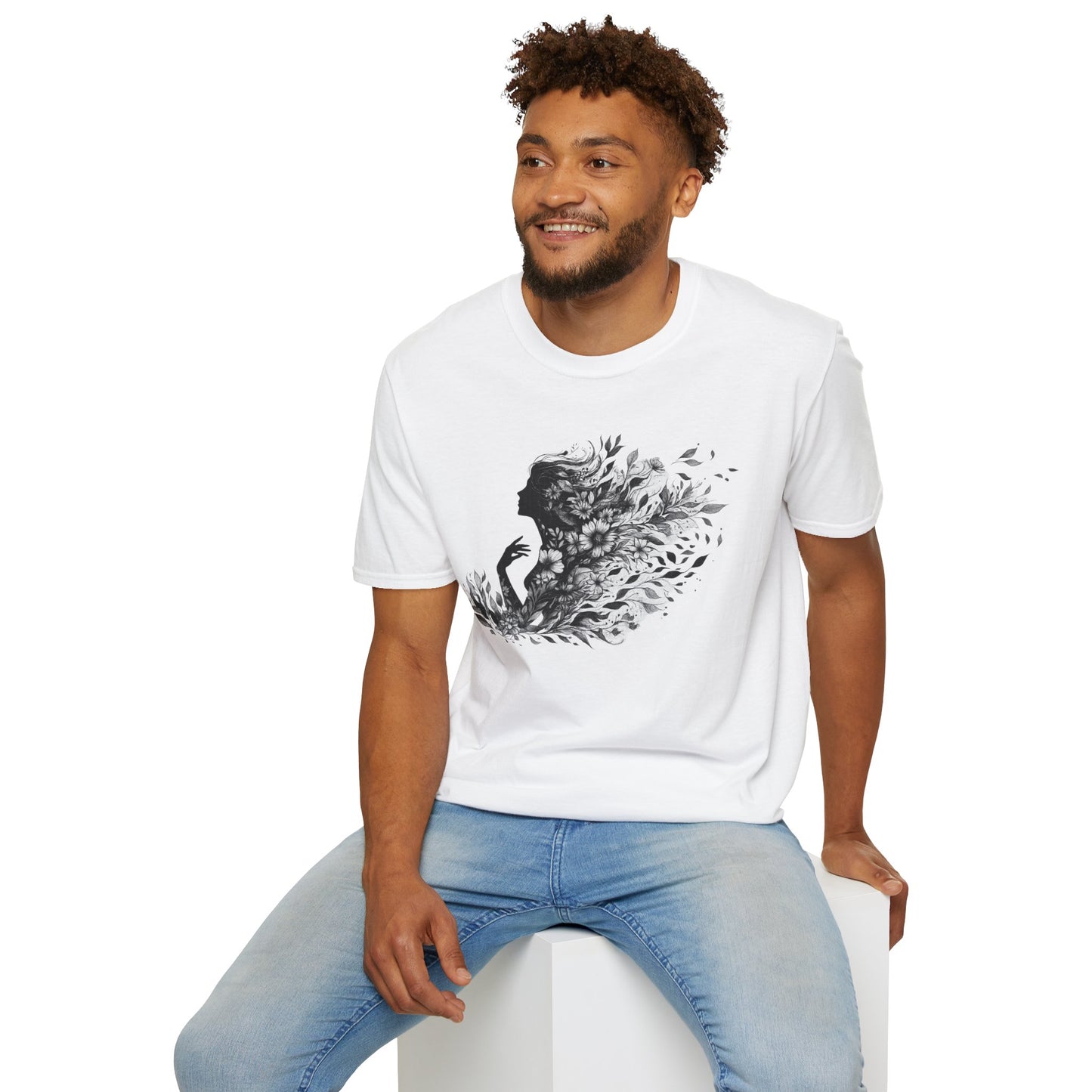 Floral Goddess Silhouette Unisex Softstyle T-Shirt