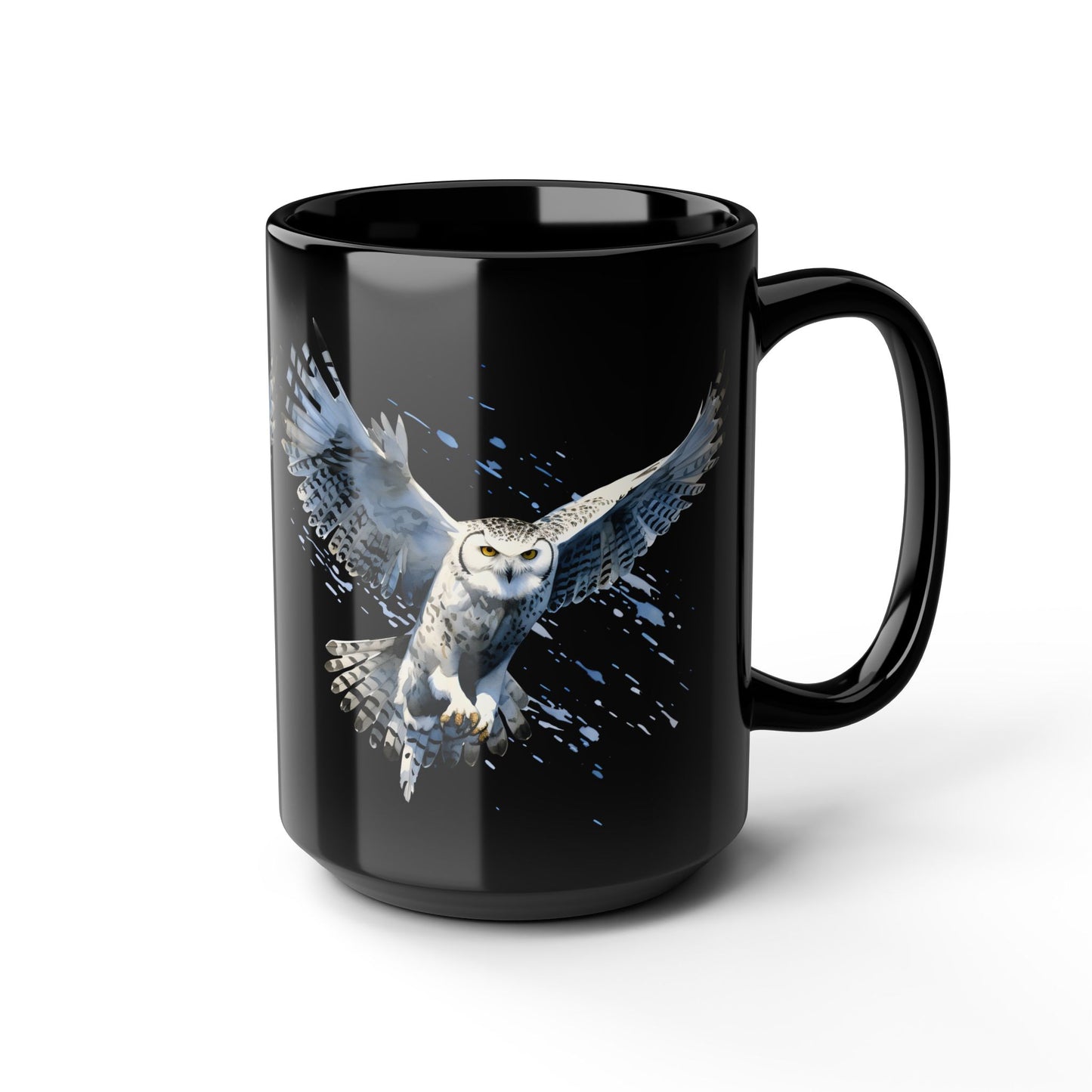 Owl-Inspired Black Mug, 15oz
