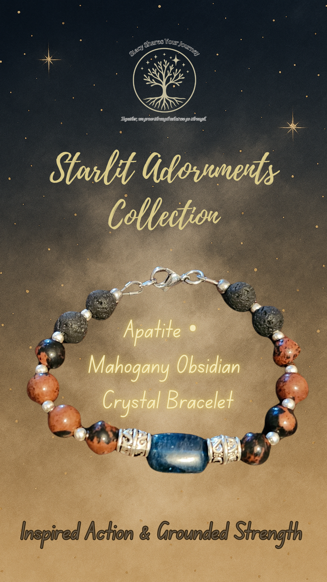 Apatite • Mahogany Obsidian Crystal Bracelet | Inspired Action & Grounded Strength
