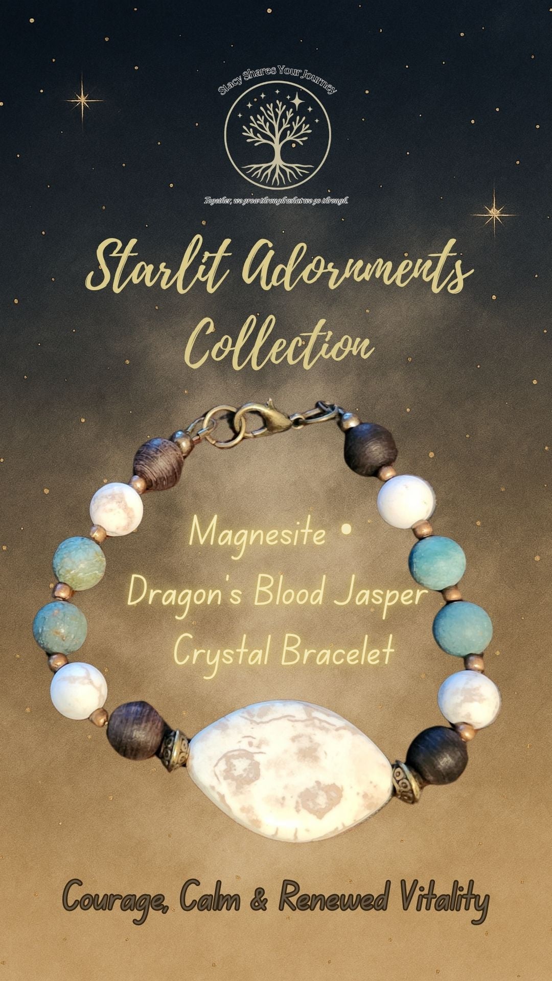 Magnesite • Dragon’s Blood Jasper Bracelet with Sandalwood | Courage, Calm & Renewed Vitality