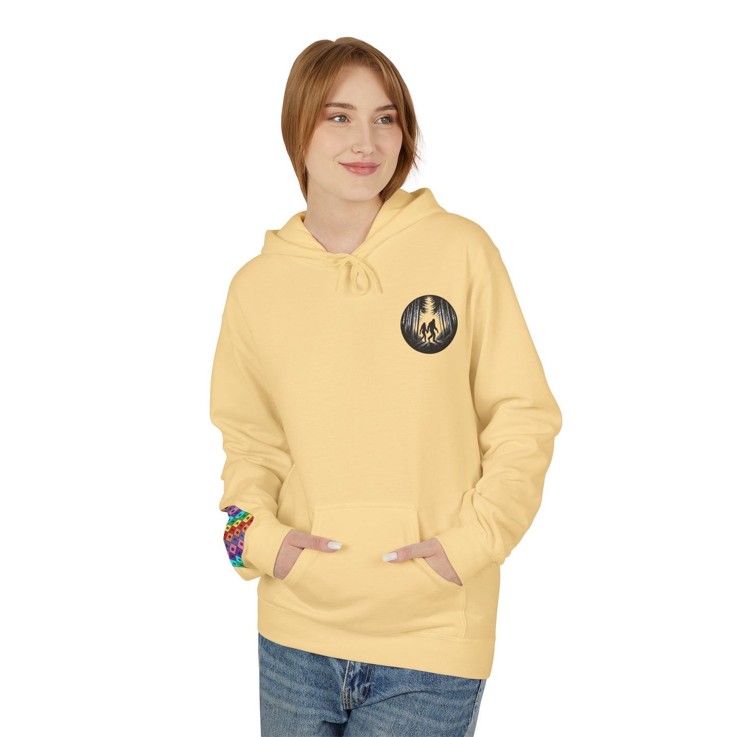 Mystical Bigfoot Couple Hoodie - Cozy Unisex Midweight Fleece Sweatshirt