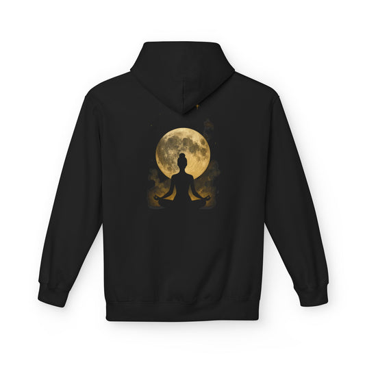 Moonlit Meditation Fleece Hoodie - Cozy Unisex Sweatshirt