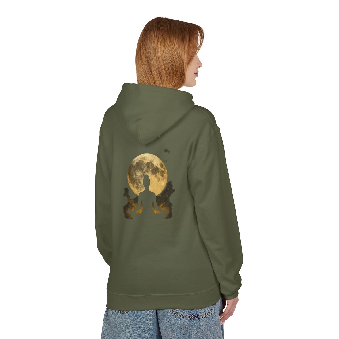 Moonlit Meditation Fleece Hoodie - Cozy Unisex Sweatshirt