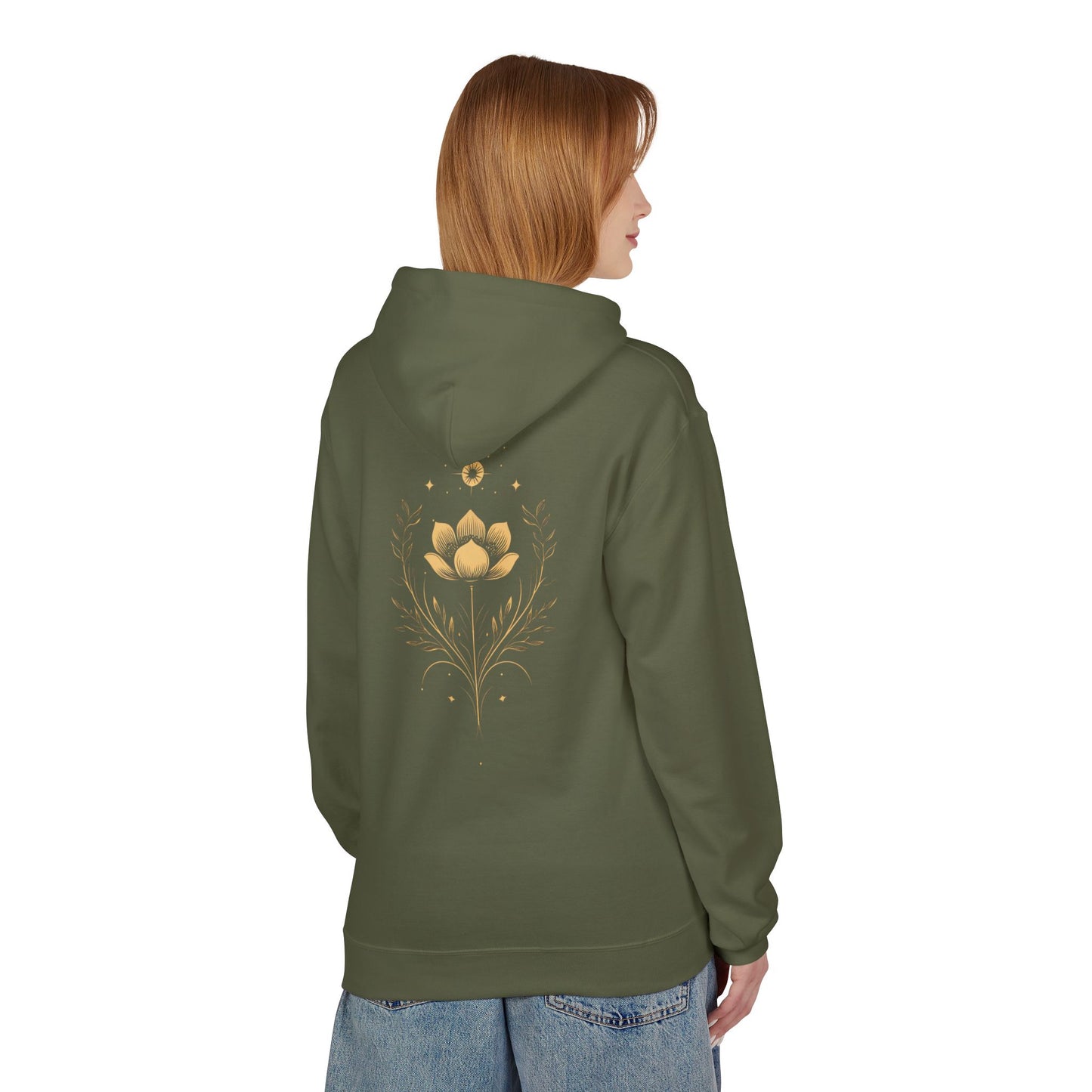 Golden Lotus Fleece Hoodie - Unisex Comfort