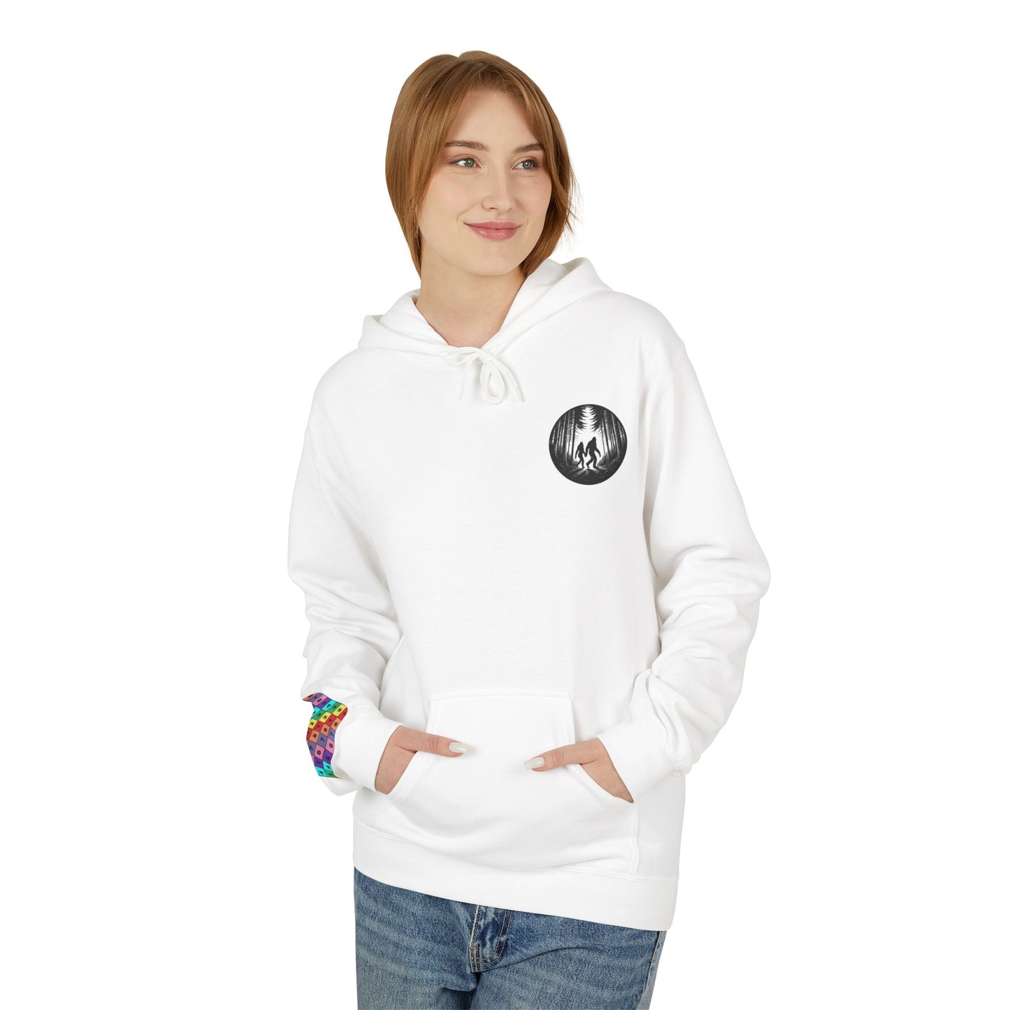 Mystical Bigfoot Couple Hoodie - Cozy Unisex Midweight Fleece Sweatshirt