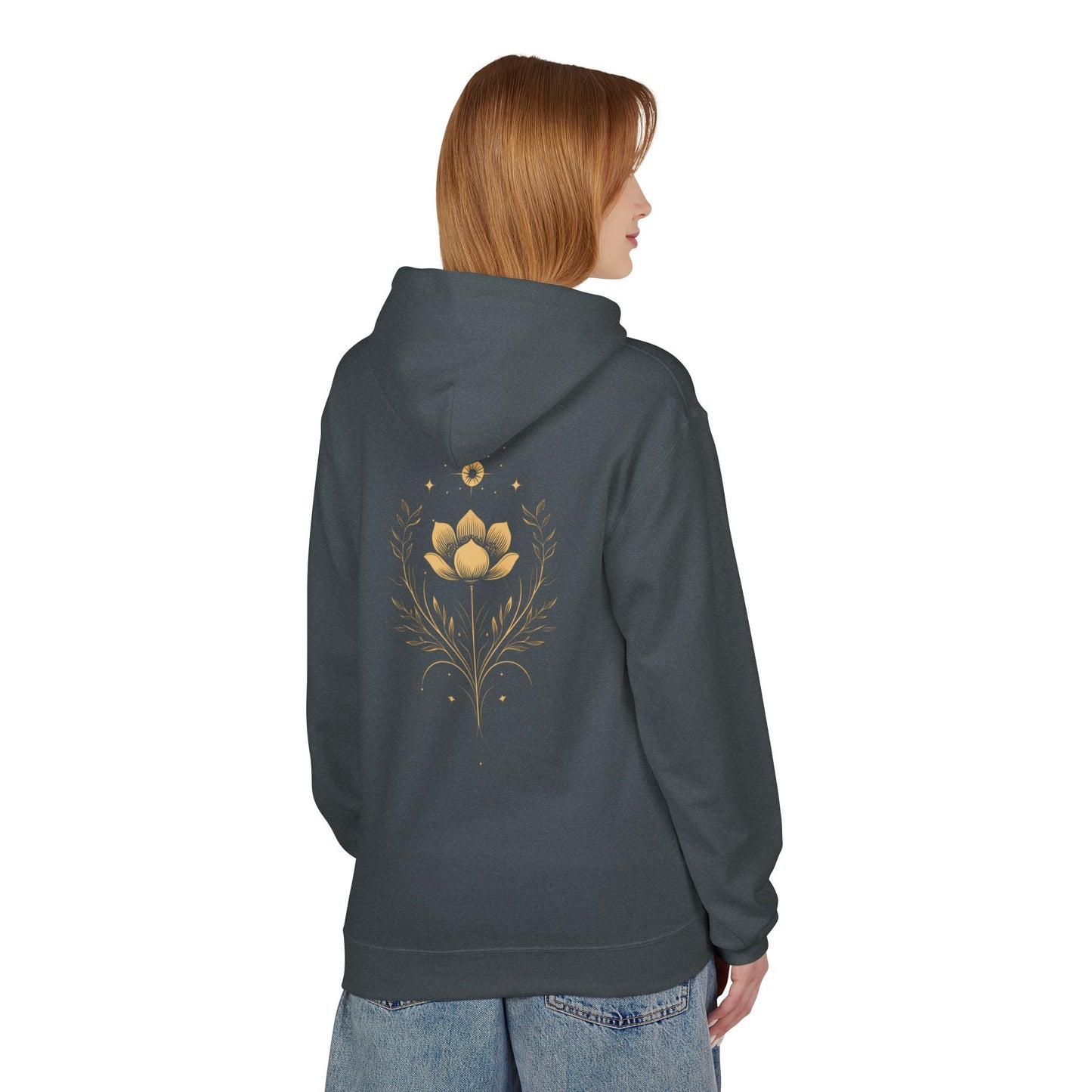 Golden Lotus Fleece Hoodie - Unisex Comfort