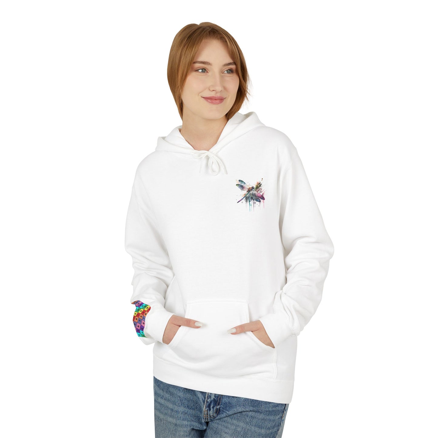 Watercolor Dragonfly Fleece Hoodie  Unisex