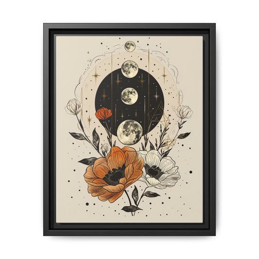 Multi-Color Floral Moon Phase Canvas Print 11x14