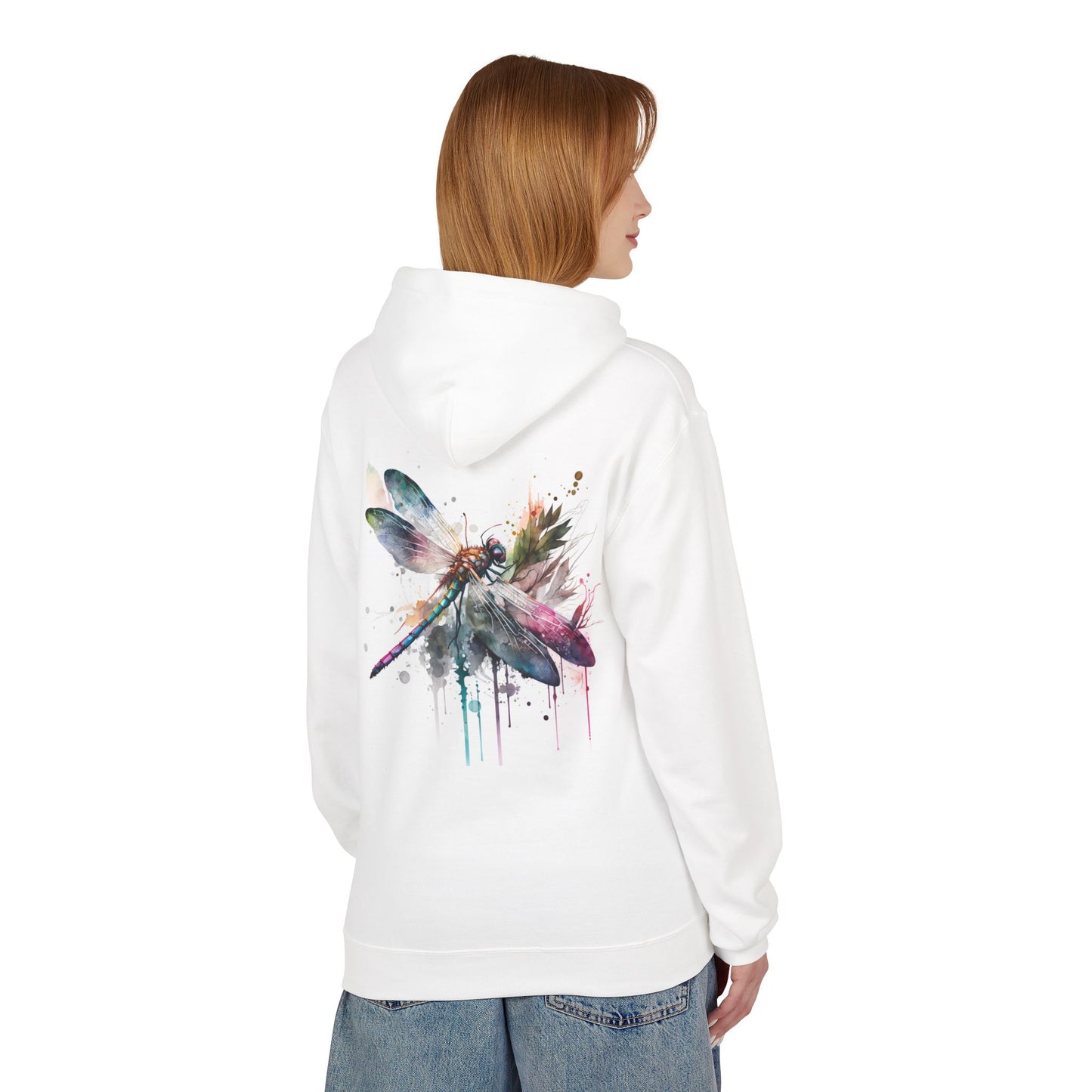 Watercolor Dragonfly Fleece Hoodie  Unisex