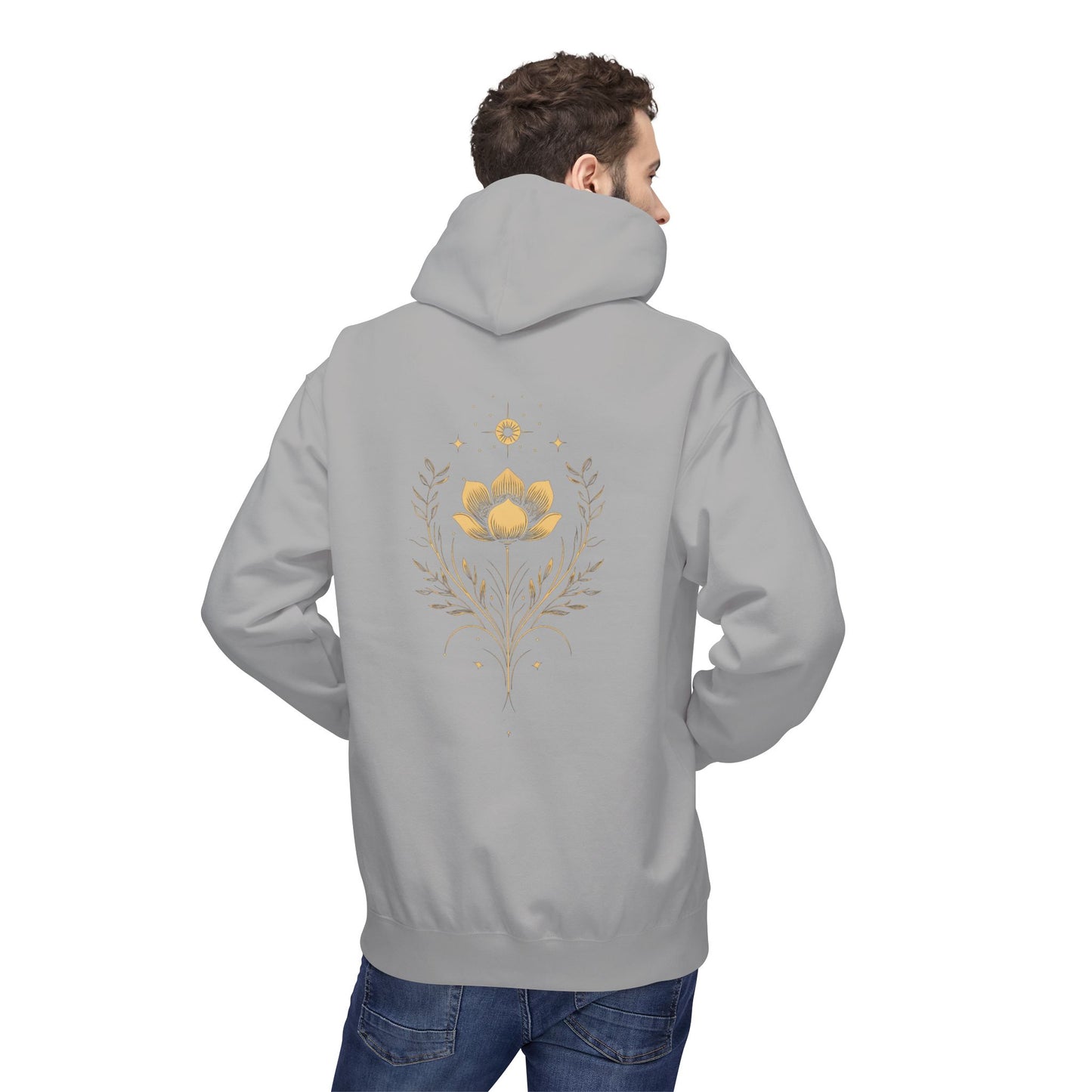 Golden Lotus Fleece Hoodie - Unisex Comfort