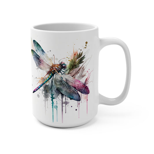 Colorful Dragonfly Floral Mug 15oz