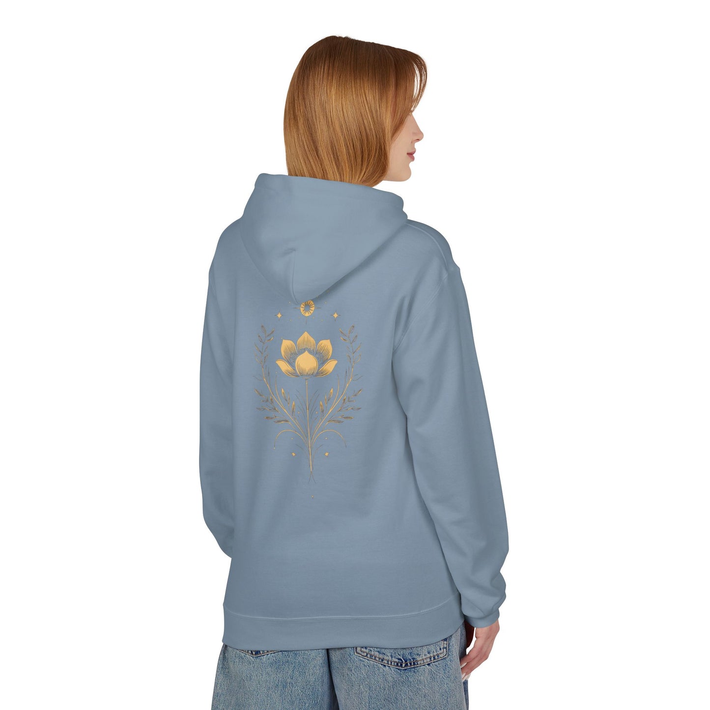 Golden Lotus Fleece Hoodie - Unisex Comfort