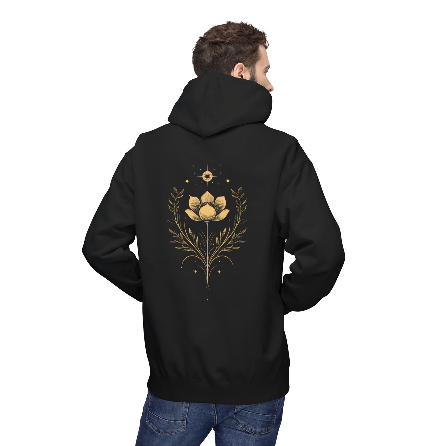 Golden Lotus Fleece Hoodie - Unisex Comfort