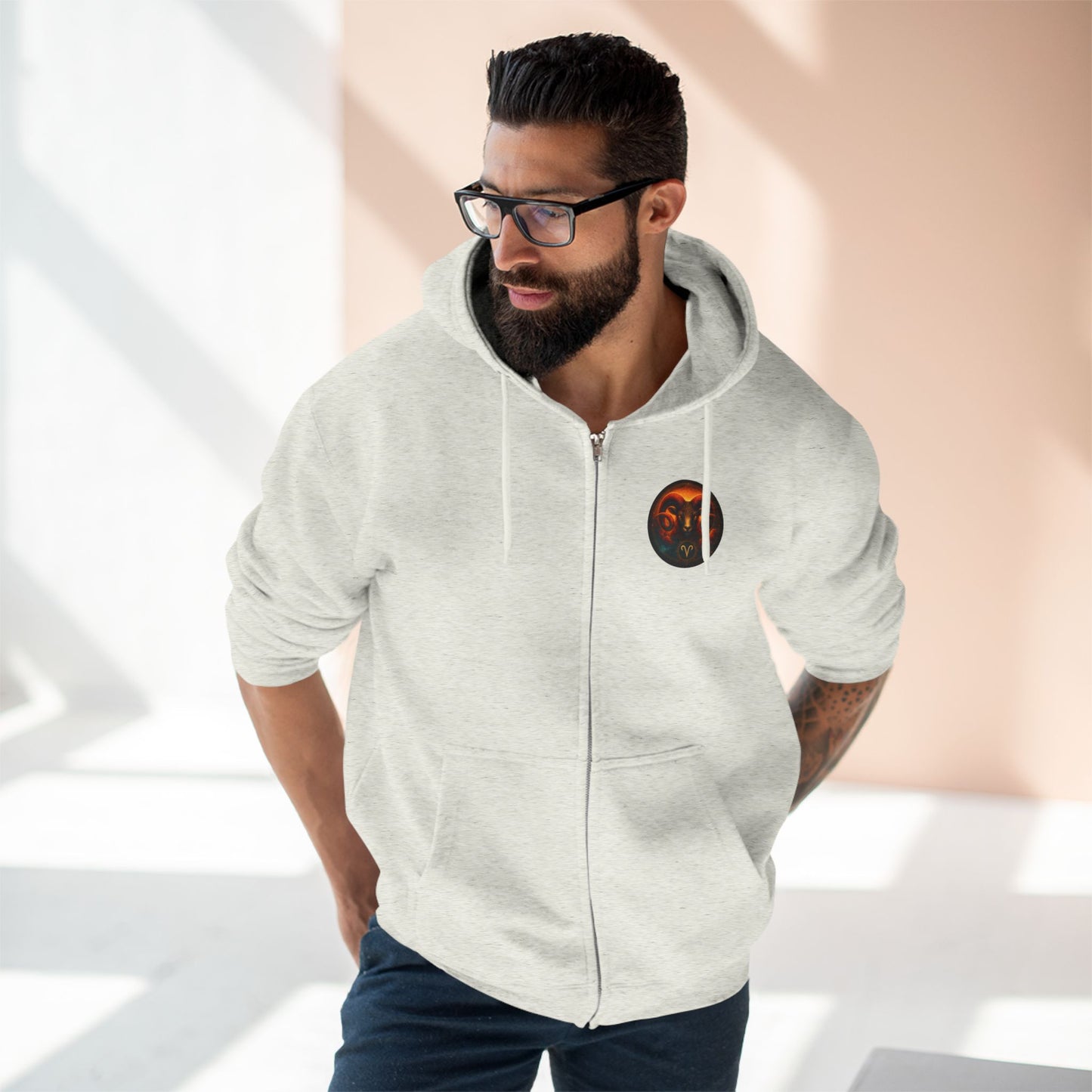 Aries Unisex Zip Hoodie