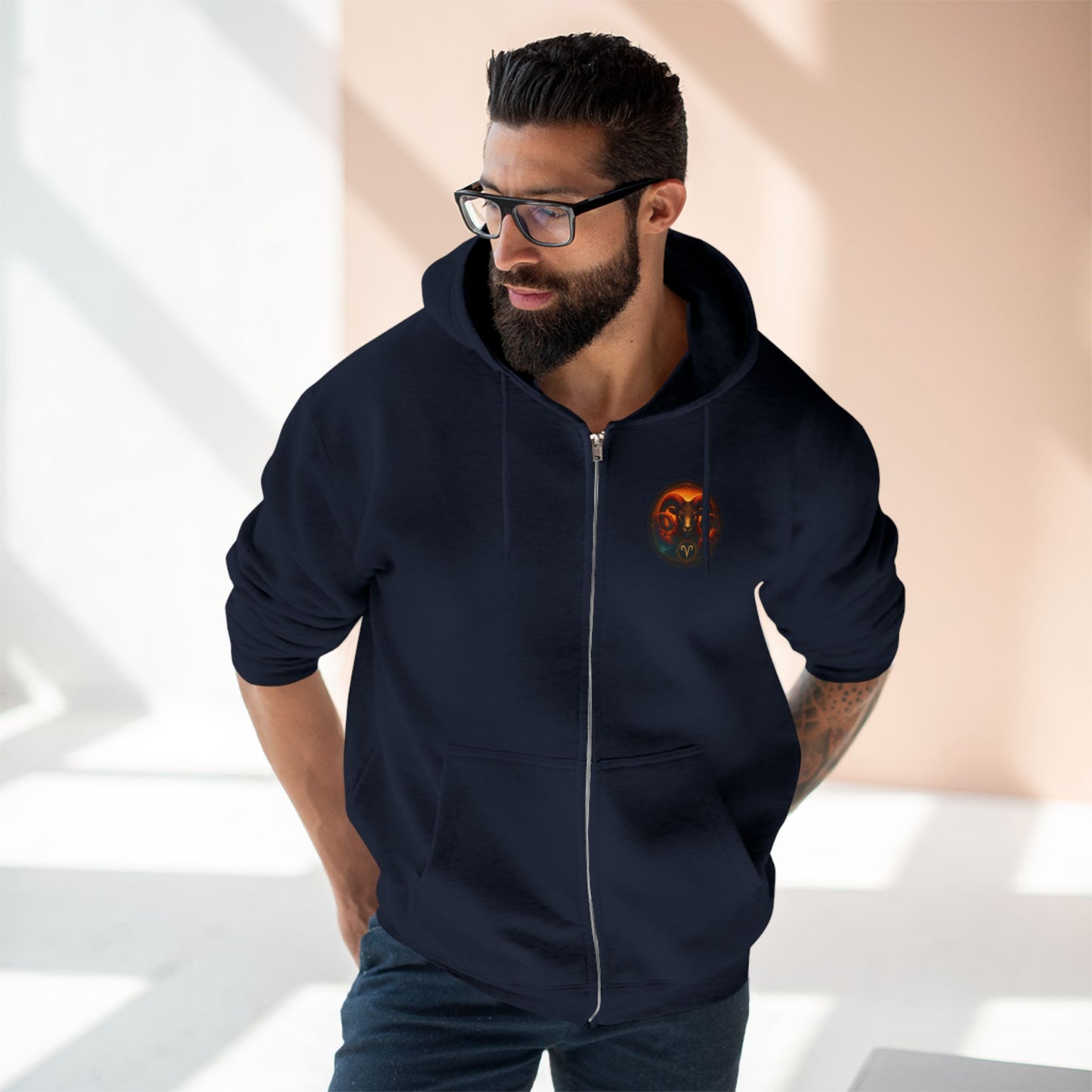 Aries Unisex Zip Hoodie