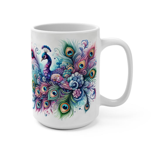 Colorful Peacock Mug - 15oz Coffee Cup