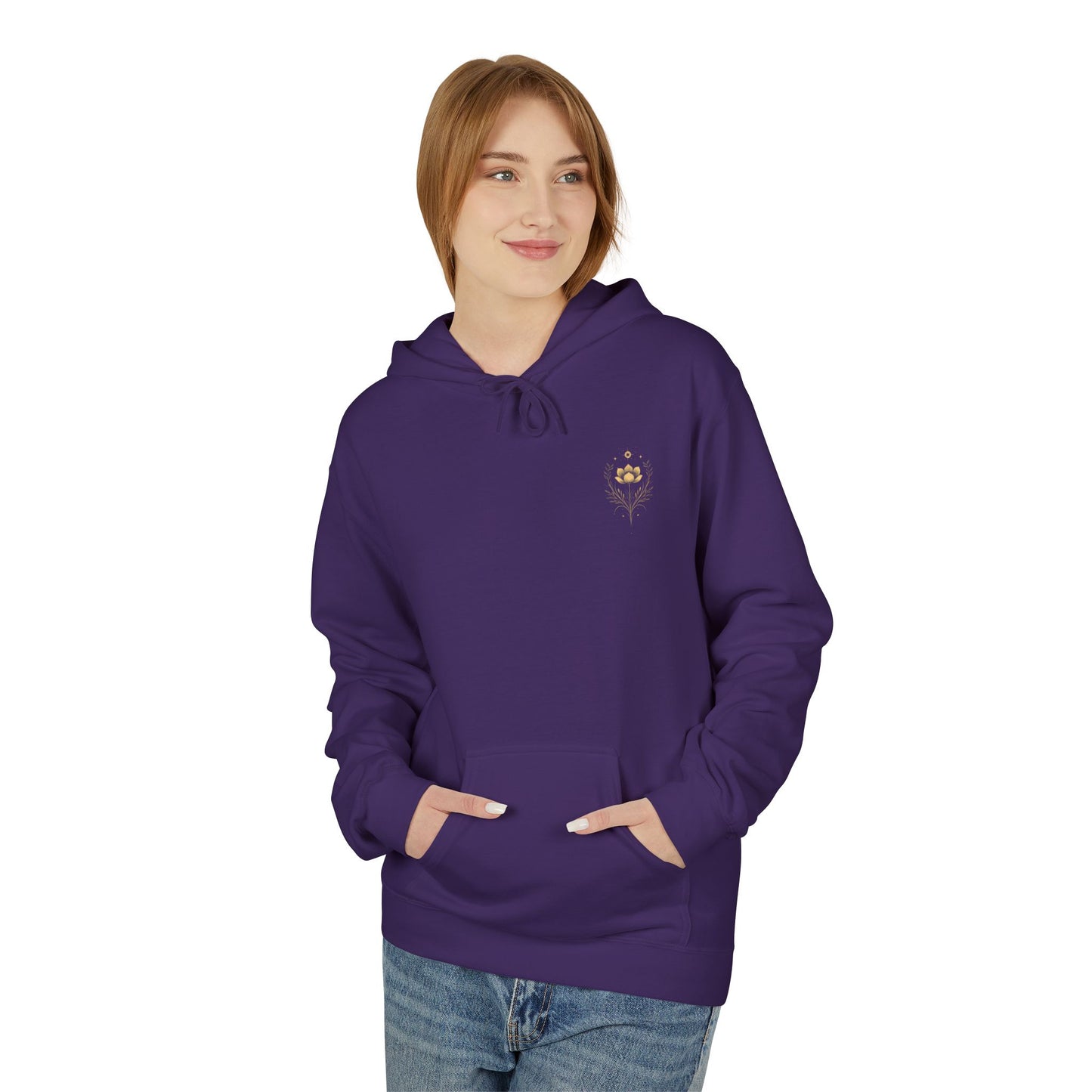 Golden Lotus Fleece Hoodie - Unisex Comfort